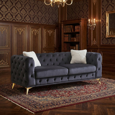 Causeuse Chesterfield en velours capitonné Modern