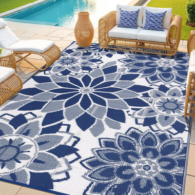 Reversible Outdoor Rug Plastic Straw Patio Rug Large Camping Mat