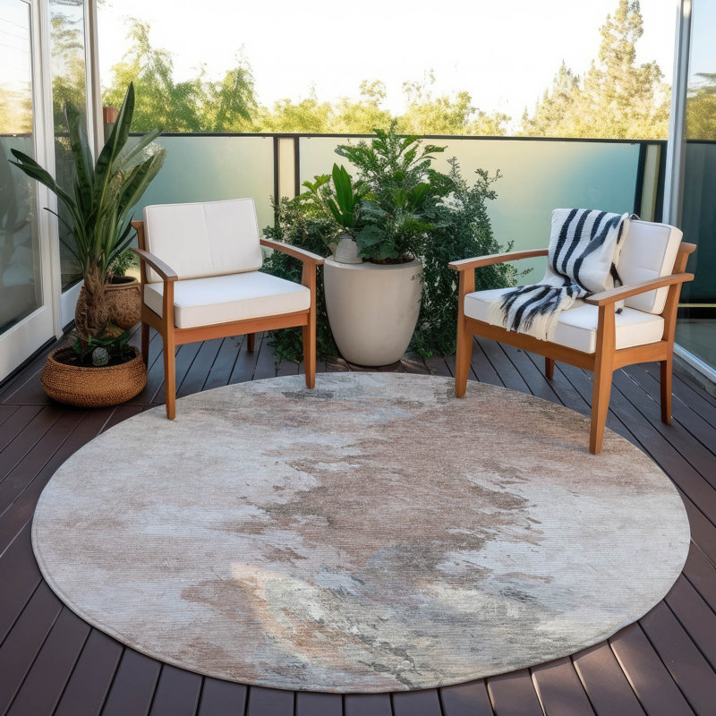 Tapis intérieur / extérieur brun Braeas, 2'3" x 7'6"