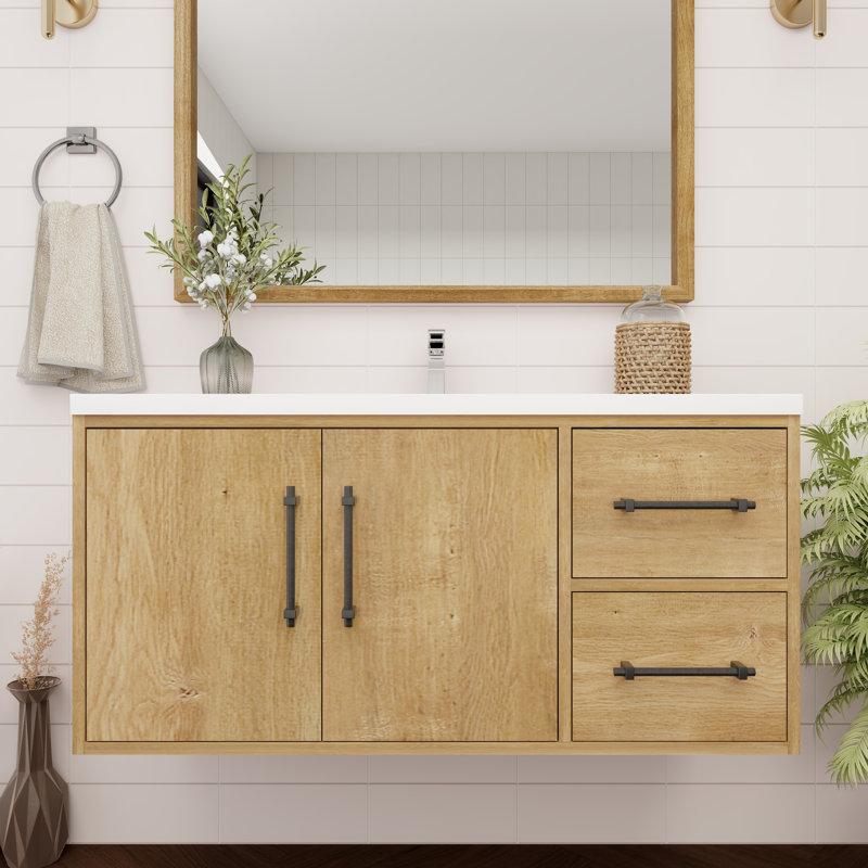 Victoria 41.7'' Single Bathroom Vanity with Acrylic Top, Oak
