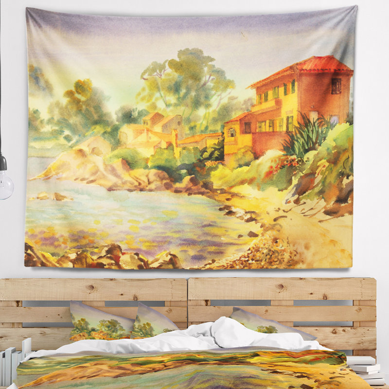 Paysage tapisserie côte d'azur, H 32 po x l 39 po