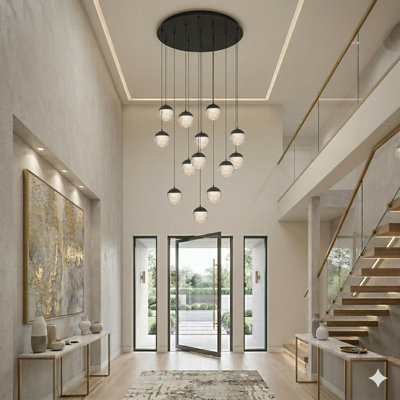 Luminaire suspendu en forme de globe à DEL 13 lumières avec accents de cristal Heatherly
