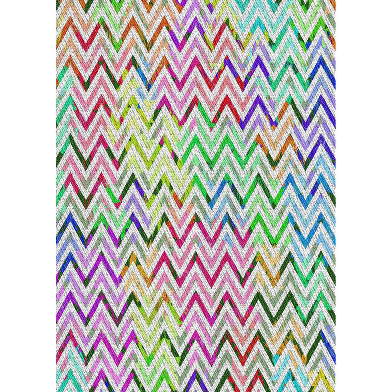 Tapis décoratif vert à chevrons pruneda, Rectangle 5 pi x 7 pi