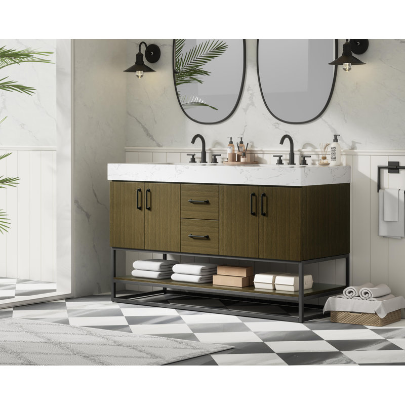 Meuble-lavabo double 54 po, Brun châtaigne