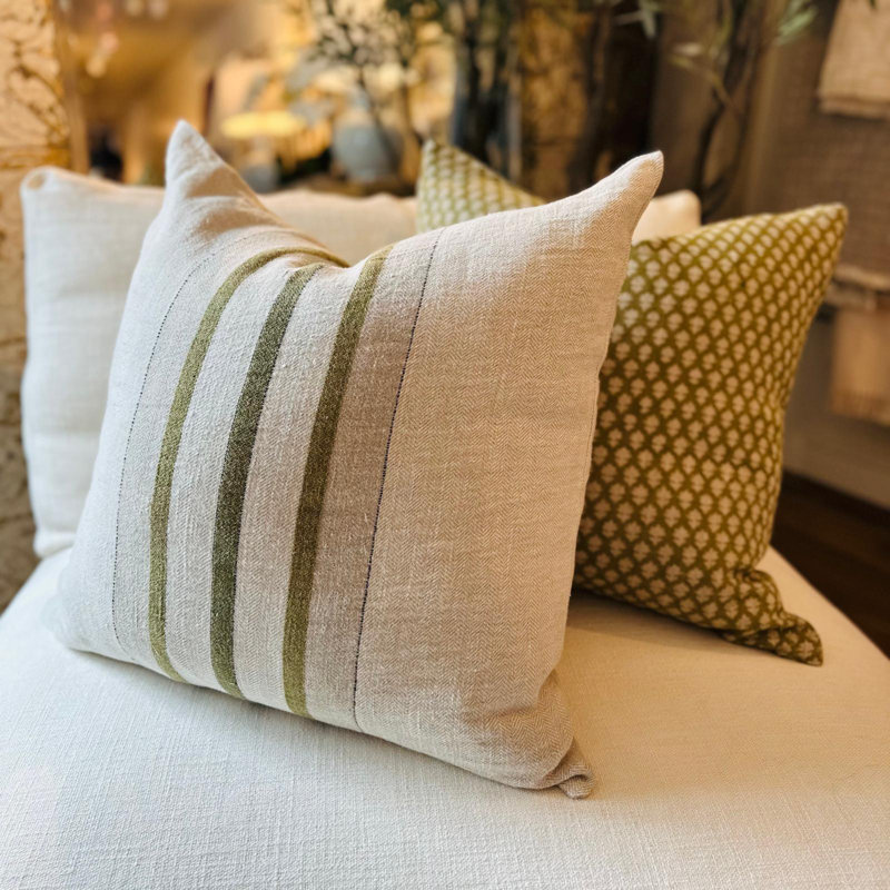 Antwerp Trio Stripe Pillow Cover - 22" x 22", Brown/Natural Center Stripe