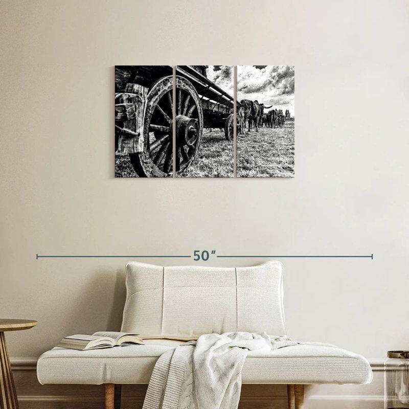 Mehar Bullocks Pulling A Wagon, 20" H x 33" W