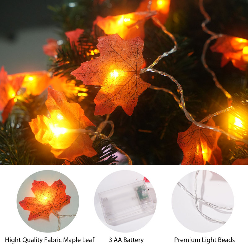 Maple Leaf String Lights  Fall Decor Waterproof Outdoor Décor For Autumn Festivals