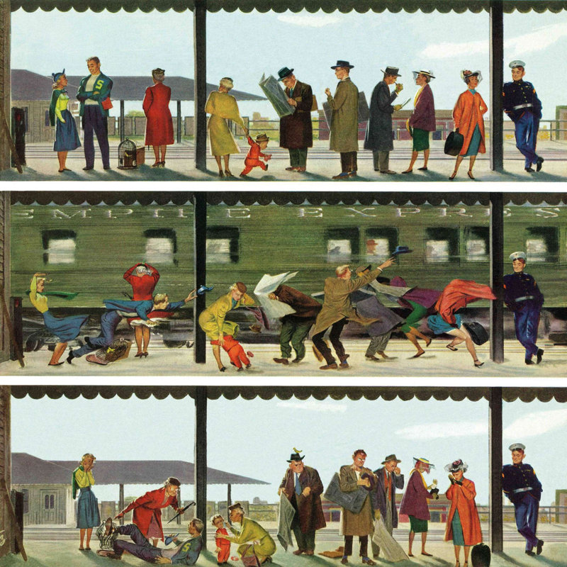Reproduction d’art sur toile tendue, "commuter train" par thornton utz, H 32 po x l 32 po