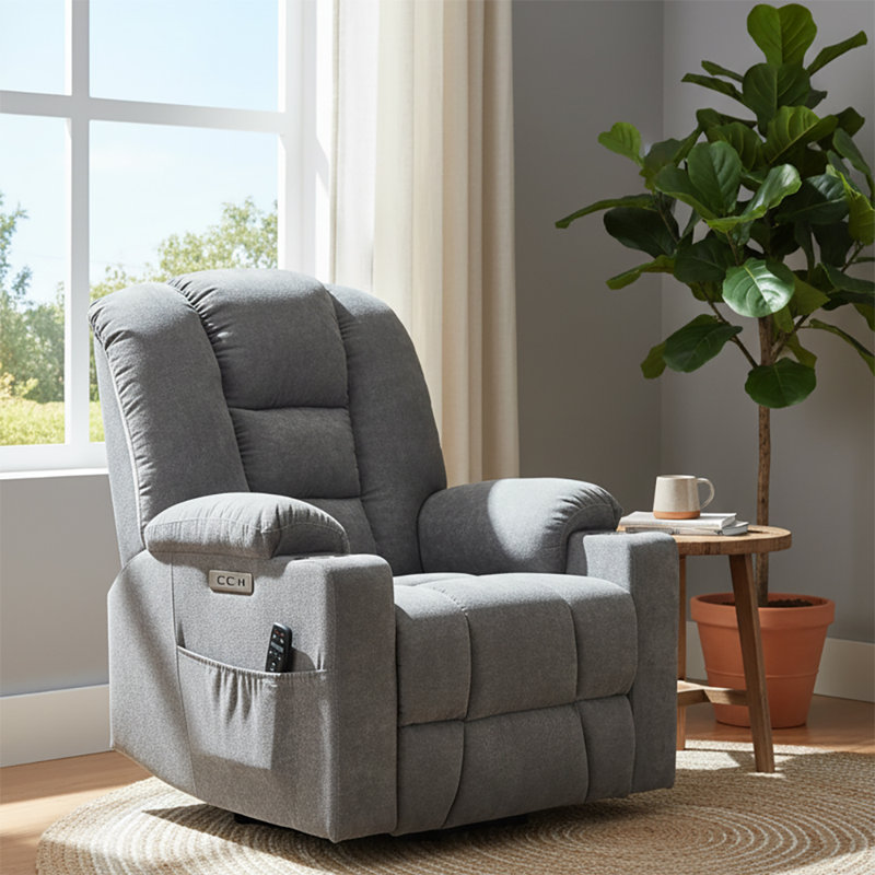 Fauteuil inclinable électrique Power Chenille, Gris clair