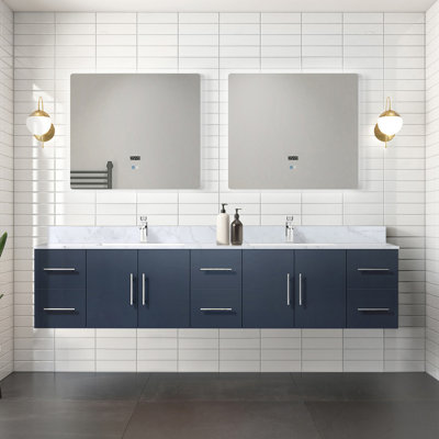 Navy Blue Double Bath Vanity 84 In. W X 22 In. D