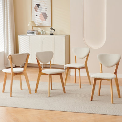 100% Solid Wood Dining Chairs Set Of 4, Wooden Kitchen Chairs, Open Back, Mid-century Modern Chairs For Farmhouse, Kitchen, Dining Room, Natural