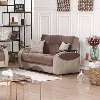 Causeuse convertible rembourrée avec rangement pour la maison, microfibre
