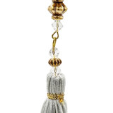 9" Long Acrylic Drop with Polyester Tassel Hanging Ornaments - Set of 12 - Clear/Silver