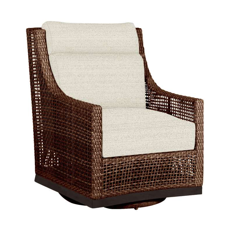 Fauteuil pivotant pour l'extérieur en résine tressée Pen-N-Dura, Welt + bourre standard, Verona brume, Acajou / châtaignier