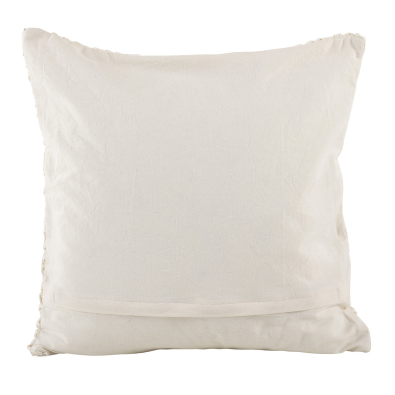 Brisbane Smocked Cotton Down Geometric 20" Throw Pillow, Ivory