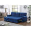 Canapé-lit réversible en velours bleu avec rangement supplémentaire dans le siège modulaire de 21 po de hauteur