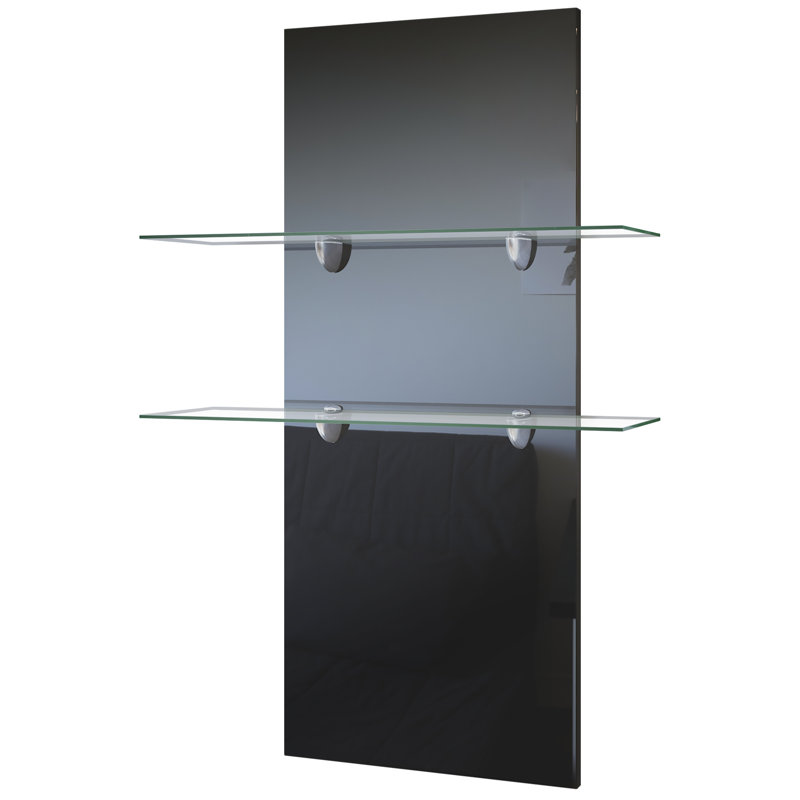 Mccrea 2 Piece Floating Shelf, Black (glossy), No