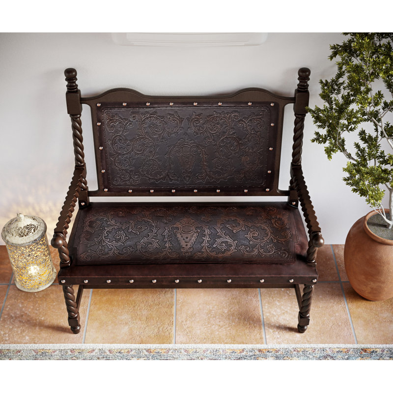 Colonial Leather Bench, Red