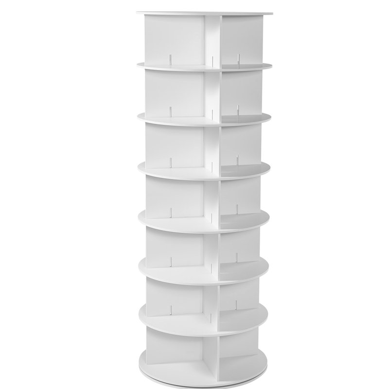 Étagère à chaussures rotative 360, armoire de rangement pour 7 chambres à coucher, grande capacité de rangement, hauteur intérieure de 21 cm, tablettes, installation rapide, support non durable, chambre à coucher, capacité, blanc, panneaux, stable et
