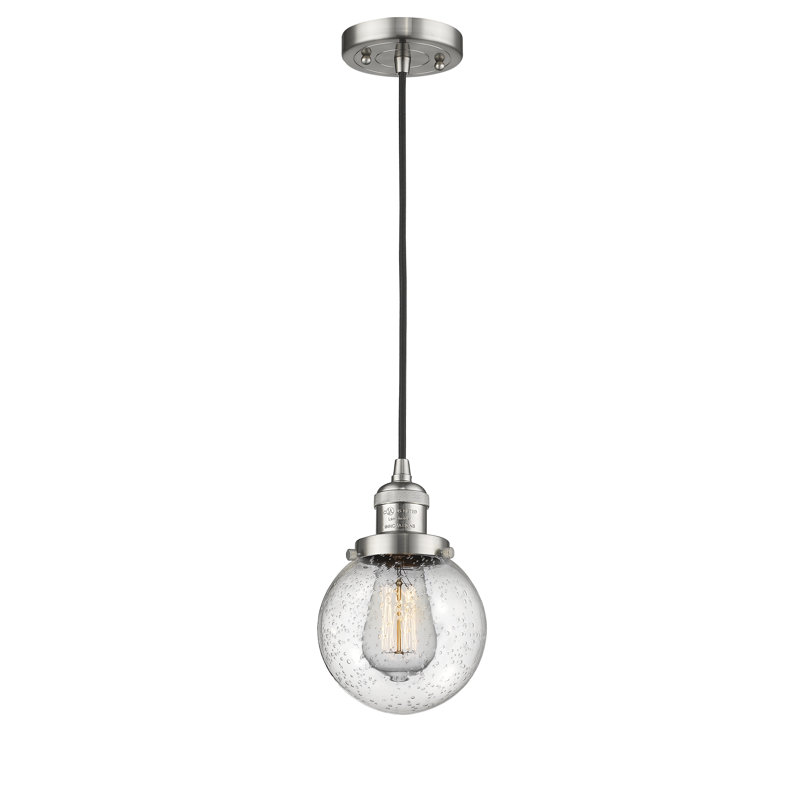 Luminaire suspendu sphère 1 lumière Zarmayr, Ampoule DEL 6 watts Vinage, Grainé, Nickel satiné brossé