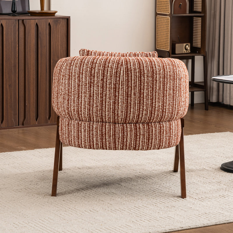 Chaise d'appoint rembourrée de style Mid-Century avec pieds en bois massif, Rouge