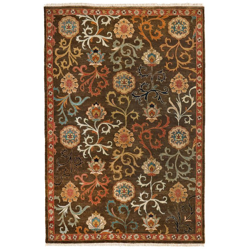 Tapis damassé transitionnel Namche, Rectangle 4 pi x 6 pi, Ivoire ivoire
