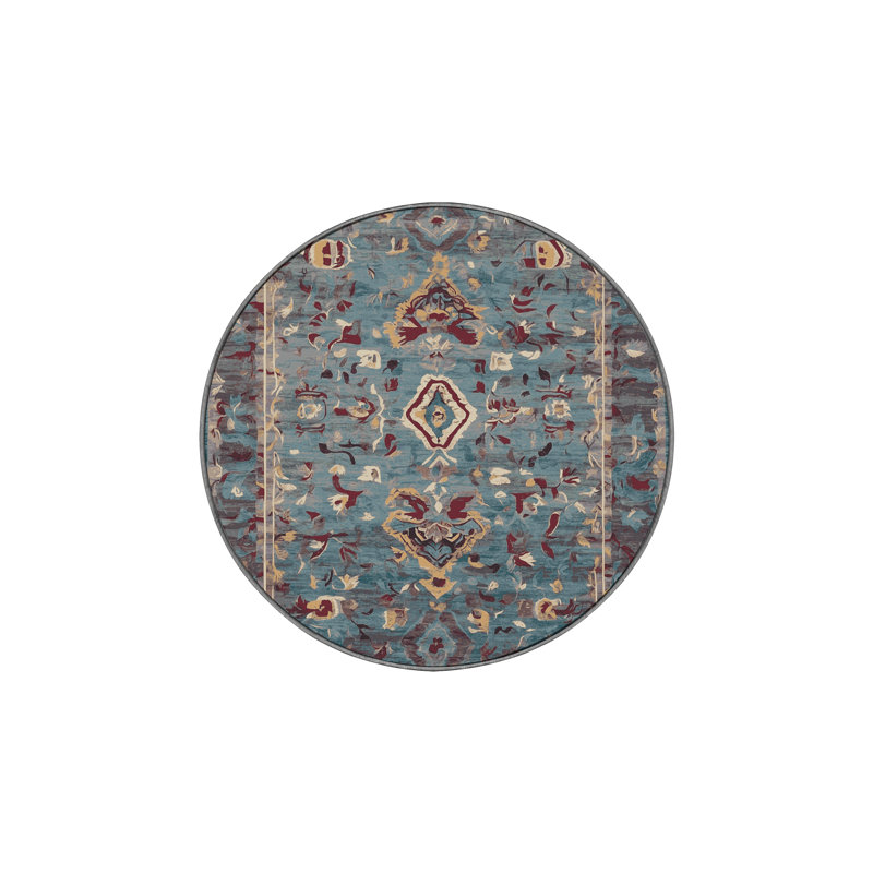 Tapis gris lavable à la machine, Rond 7 pi