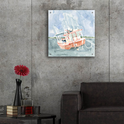 Epic Art 'Bright Fishing Boat 1'  by Emma Caroline Acrylic Glass Wall Art, 24" x 24"