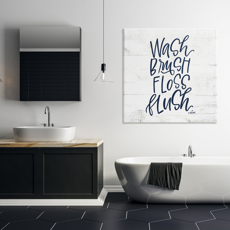 «Rustic Bathroom Rules», art mural sur toile par Valerie Weiners, H 36 po x l 36 po