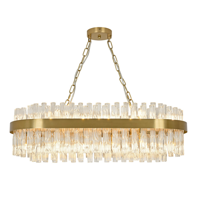 Dimmable 16-light Rectangle Crystal Chandelier