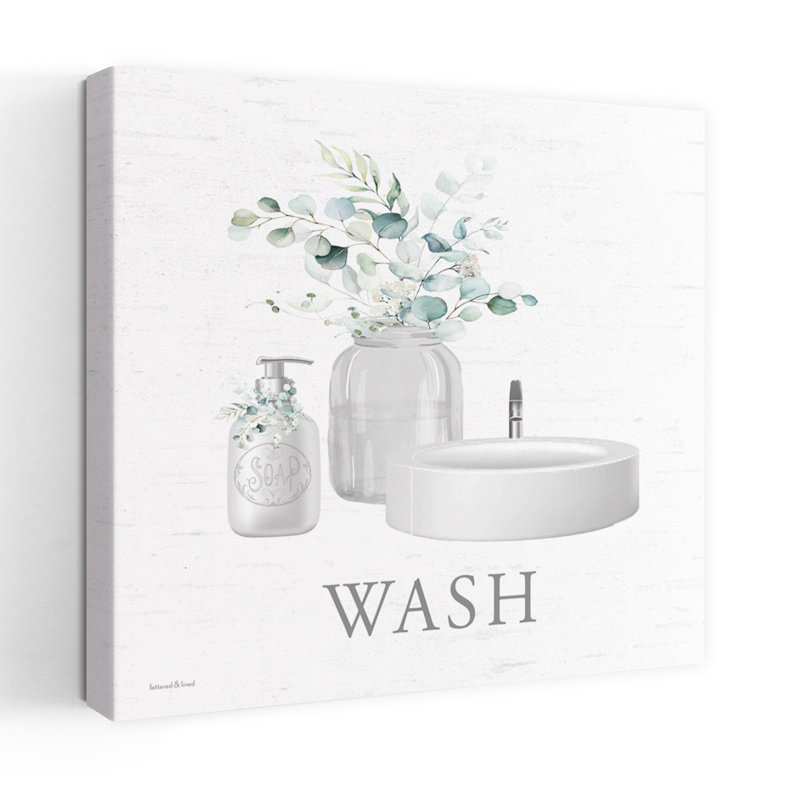 Ensemble de salle de bain en eucalyptus 3 Art moderne de campagne moderne, typographie florale moderne, 18" H x 18" W
