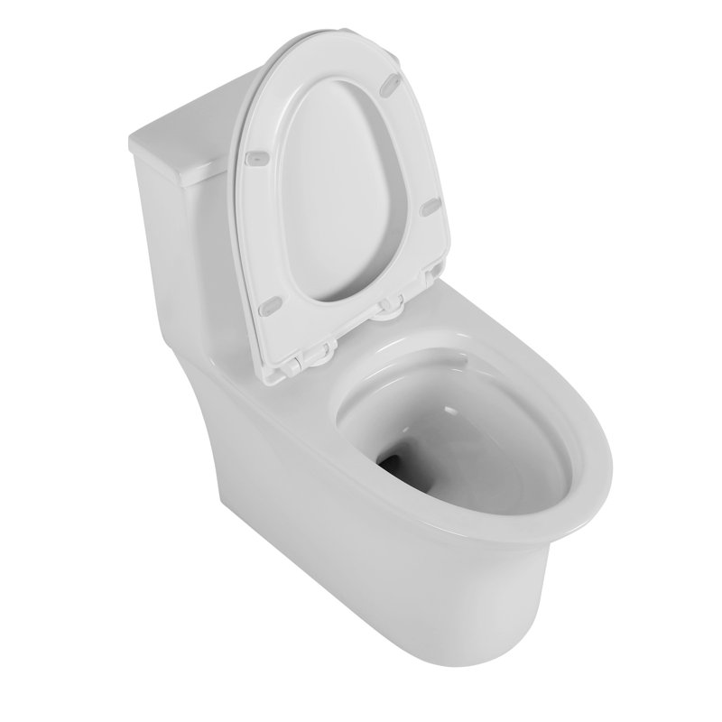 White Ceramic Toilet, 1.1/1.6 Elongated Comfort Height, & , Stably Close Seat T039wt One Ceramic, Elongated, White, Reliable