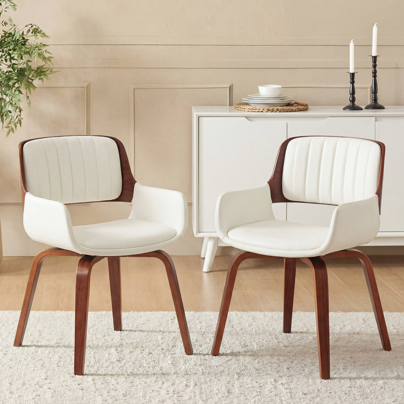 Fauteuils pivotants rembourrés en similicuir Aura, Blanc