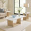 Ensemble de table basse et de table de bout 3 pièces Ady, plateau rectangulaire en faux marbre, base en chêne blanc-118511302