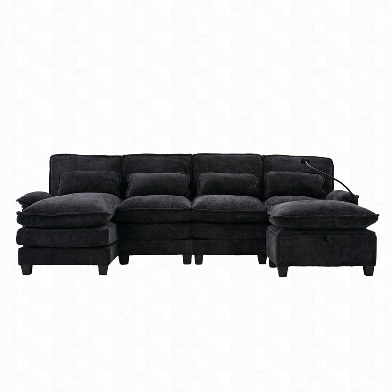 Canapés modulaires rembourrés et confortables, Noir