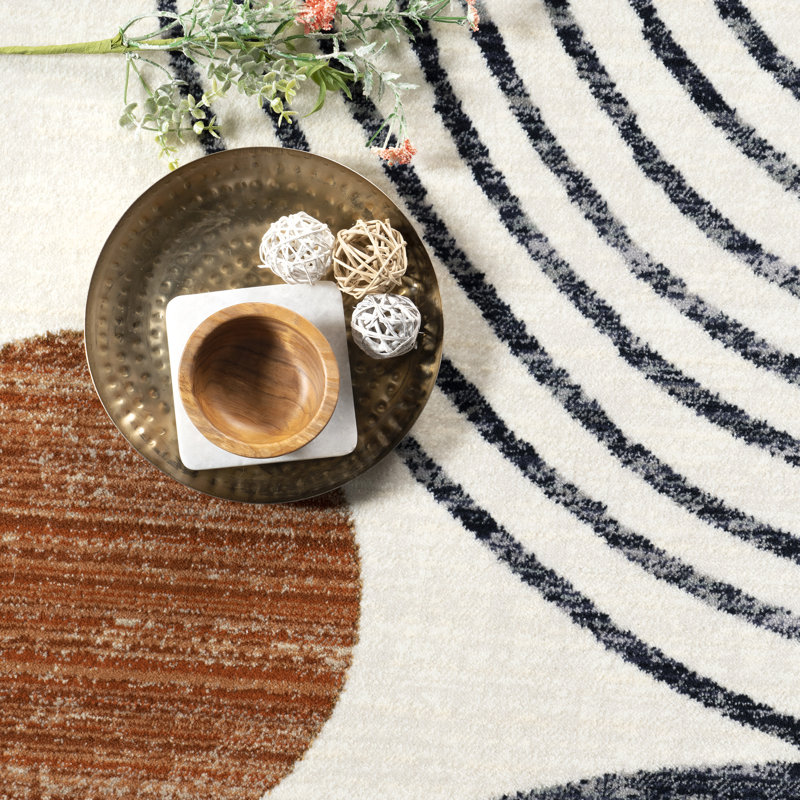 Tapis abstrait pour salle à manger Bevin, Rectangle 9 pi x 12 pi