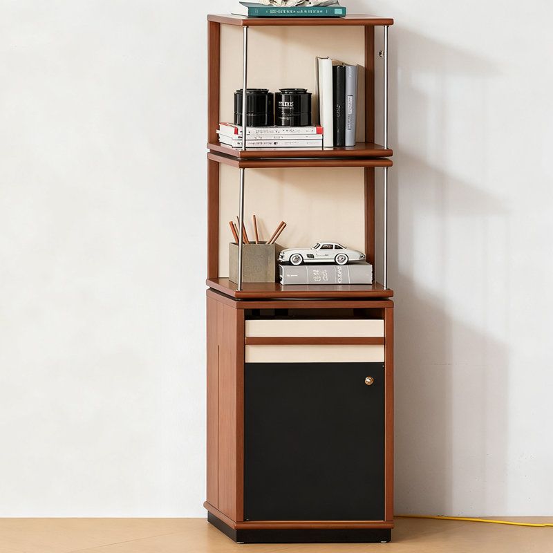 Black + White + Brown + Silver Solid Wood + Stainless Steel Display Cases, Black/White/Brown
