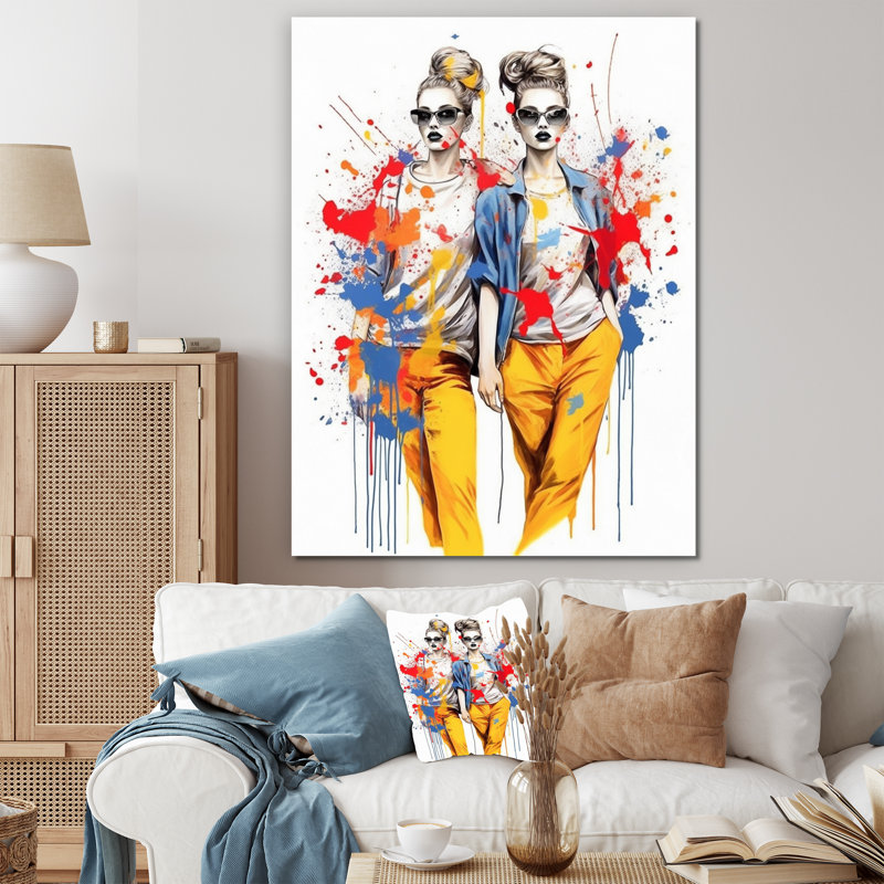 Jumeaux à la mode sur toile, H 32 po x l 16 po x P 1 po, Toile tendue