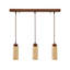 Lustre réglable élégant, structure en placage de bois et en métal, finition beige et noyer | Taille du capuchon: 2,6 po x 7,1 po, hauteur totale: 11,8 à 63,0 po, plaque de base: 23,6 po x 2,4 po x 1,6 po | 3 x GU10 10 W maximum (ampoule non incluse)-1833454149