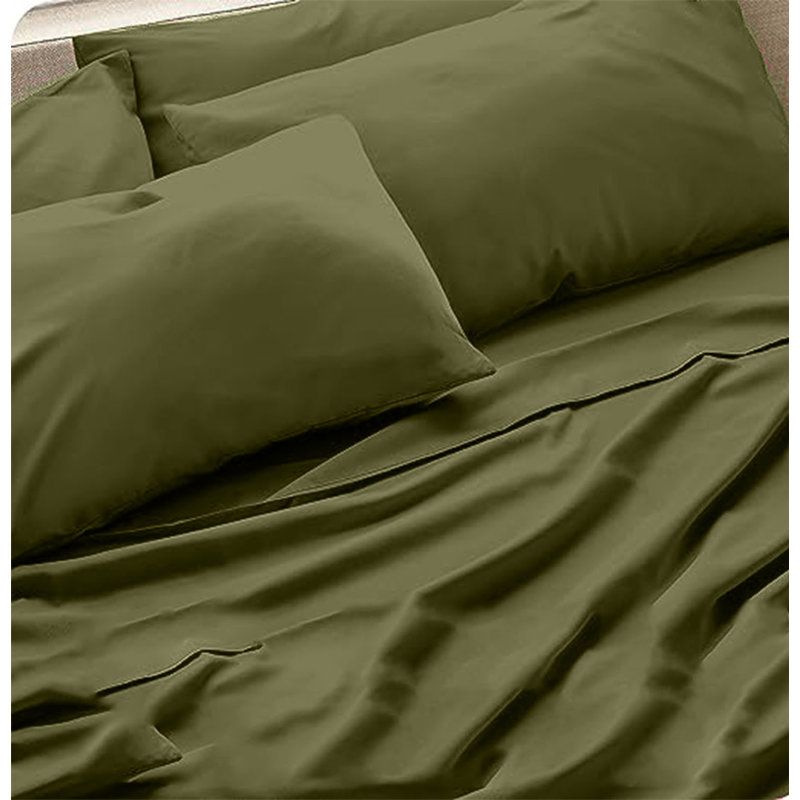 Ensemble de draps en microfibre 6 pièces, Complète, Olive