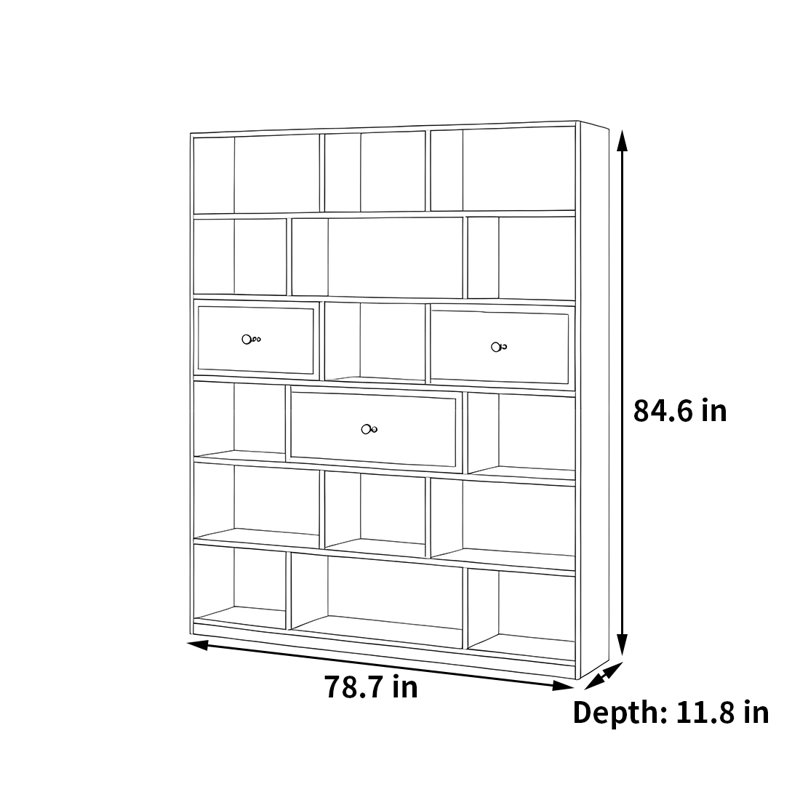 Patnaude, (6 Shelves) 84.6"H x 78.7"W x 11.8"D