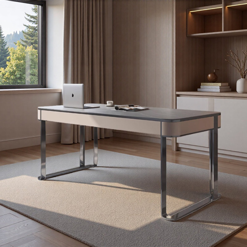 Bureau d'ordinateur Italian Slimal Design, Gris / Crème, H 29,52 po x l 62,99 po x P 23,62 po