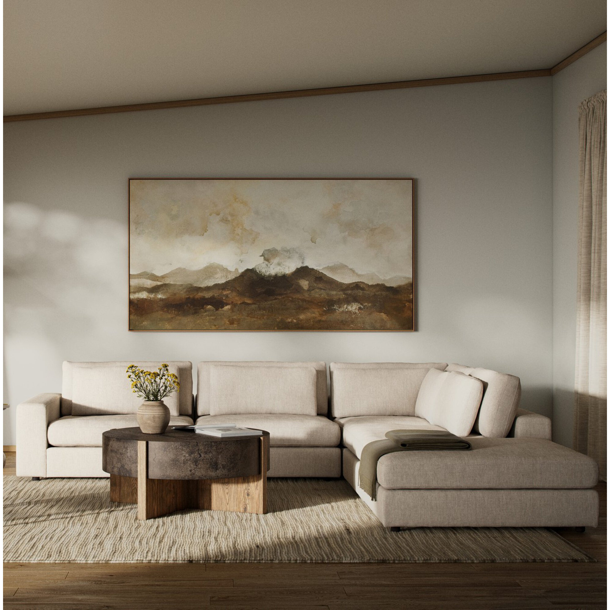 Bridgette 5 - Piece Upholstered Modular Sectional, Right Arm Facing, Essence Natural