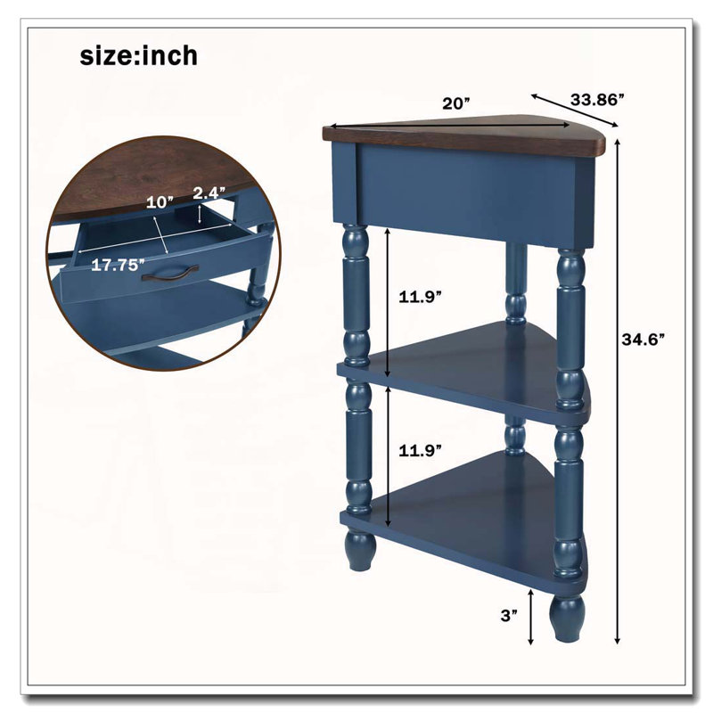 Petite table de coin 33,8 po, Marine