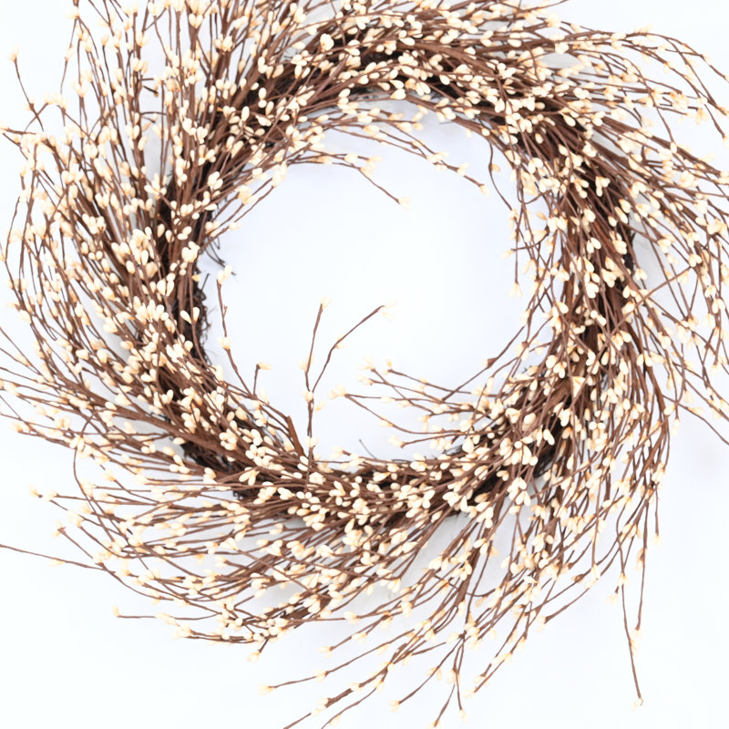 22" Pip Spring Grapevine Berry Wreath, White