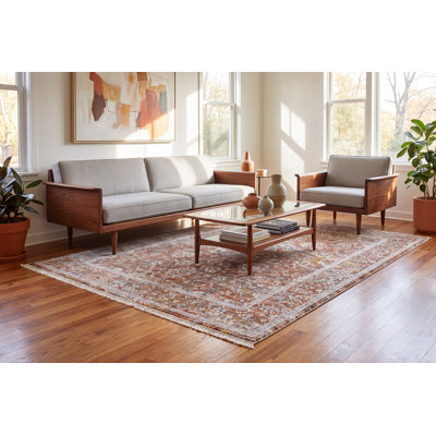 Tapis oriental cuivre / ivoire