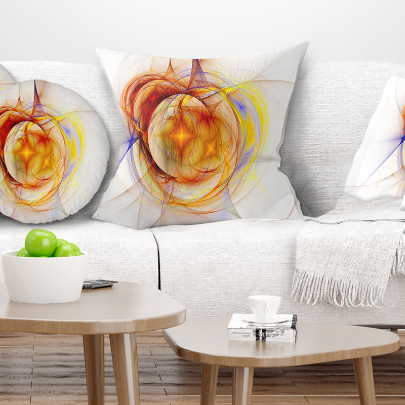 Supernova Explosion en blanc - coussin abstrait imprimé, 16 po x 1 po, Coussin décoratif