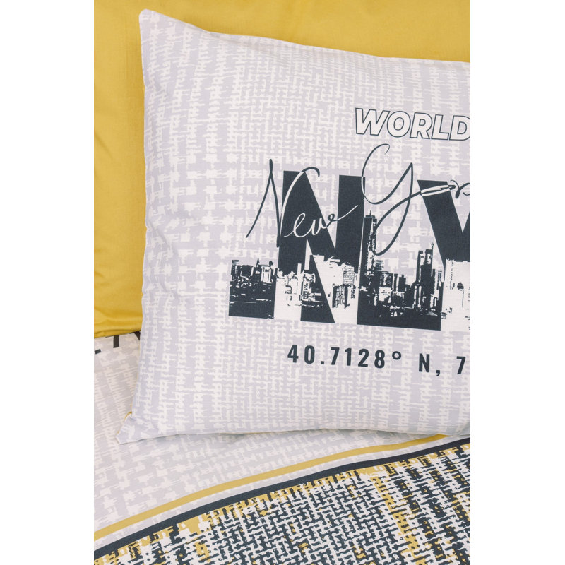 Mustard Color 100% Cotton Ranforce Young Quilt Cover Set | Includes 63 x 87 Duvet Cover, 20 x 28 Pillowcase, & 71 x 95 Flat Sheet | Machine Washable, Button & Envelope Closure | Soft, Durable, Stylish Bedding