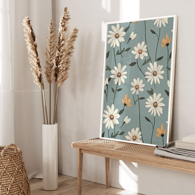 Motif floral de marguerites florales, H 7 po x l 5 po