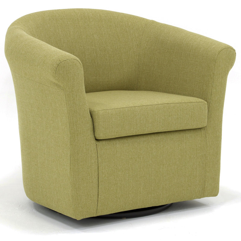 Anstett Upholstered Swivel Barrel Chair, Kiwi Polyester Blend